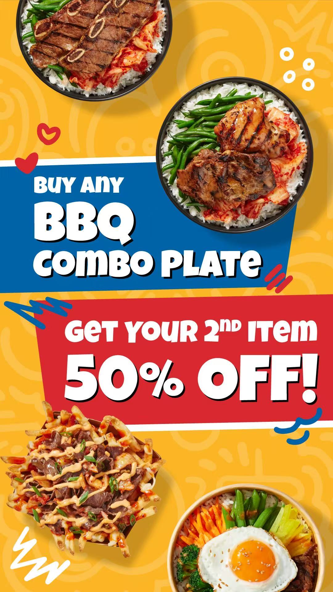 Buy Any BBQ Combo Plate, Get The Second One For 50% Off